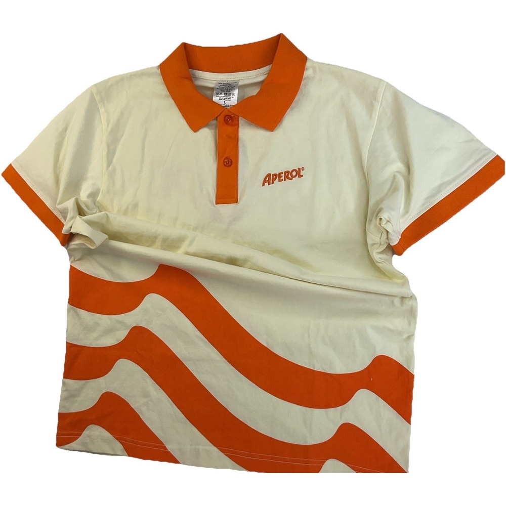 Aperol Spritz Polo Shirt Mens L Orange 100% Organic Cotton Promo US Open Tennis